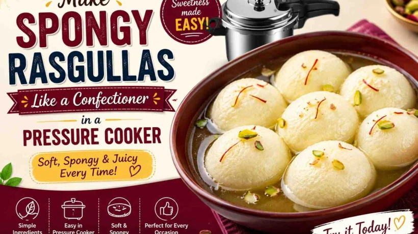 Make Spongy Rasgullas Like a Confectioner in a Pressure Cooker! The Method Is Incredibly Easy