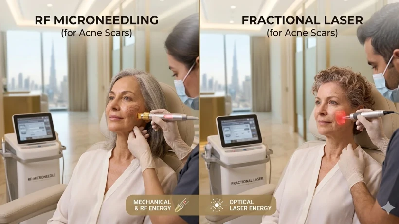 RF Microneedling vs. Fractional Laser for Acne Scar Treatment in Dubai