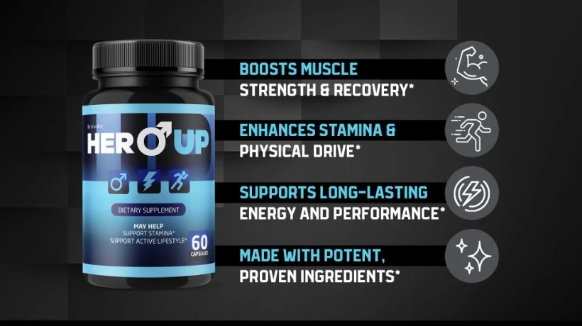 HeroUp Natural Male Performance Supplement for Energy, Stamina, and Vitality in USA Men