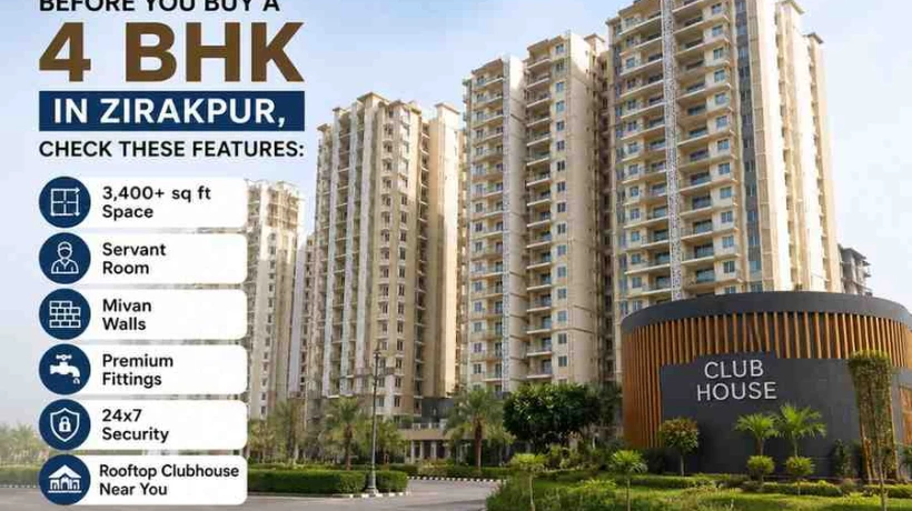 Top Features to Look for in 4 BHK Luxury Flats in Zirakpur