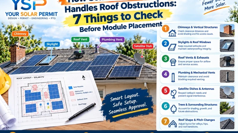 How Solar Permit Design Handles Roof Obstructions: 7 Things to Check Before Module Placement