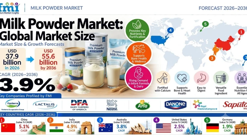 Milk Powder Market to Reach USD 55.6 Billion by 2036 as Demand for Dairy Ingredients Expands Bakery Applications